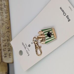 Kate Spade Green and Gold Fries Keychain Bag Charm